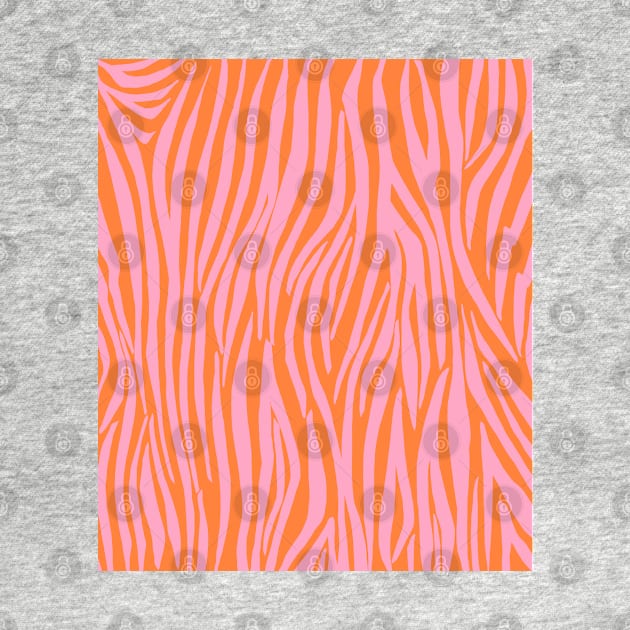 Pink and Orange, Pastel, Zebra Stripes, Pattern by OneThreeSix